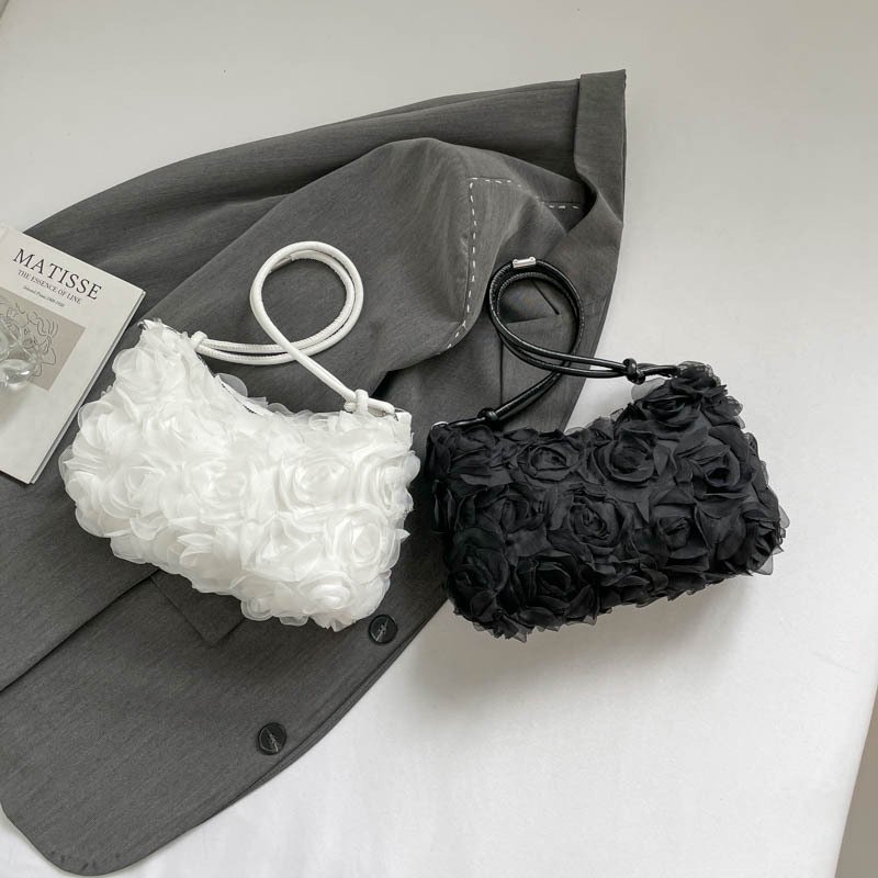 女包包网纱花朵手提包轻奢水钻晚宴包婚纱礼服包宴会派对新娘包包