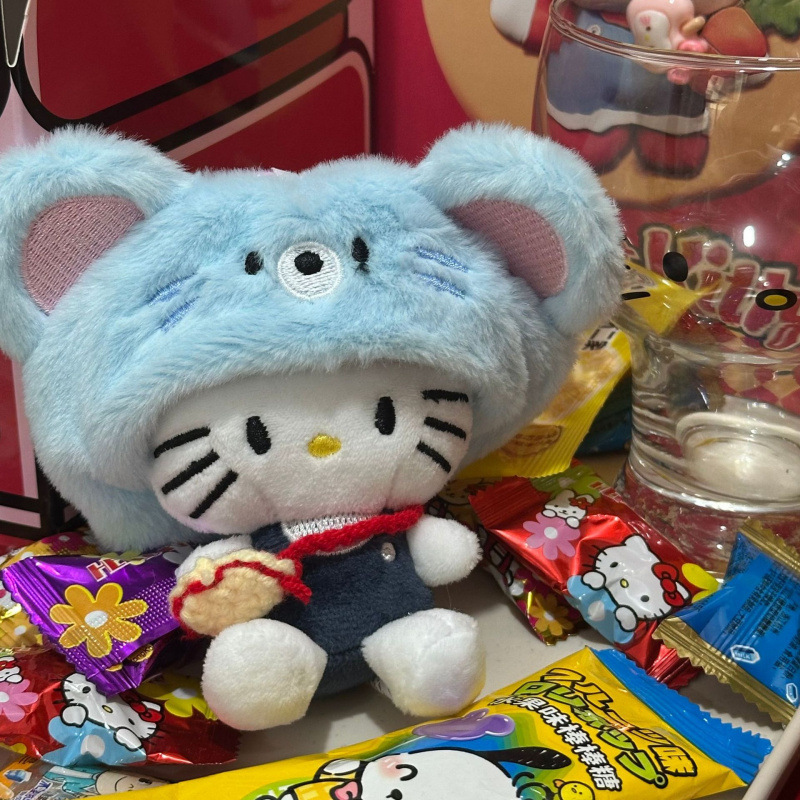 黑色草帽kitty帽宝宝挂件爱心扣公仔玩偶可爱赫本风挂饰钥匙扣|undefined
