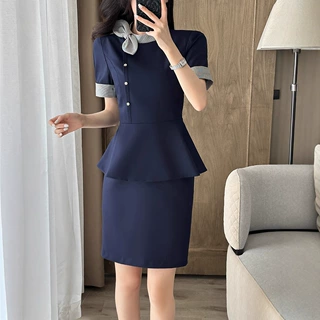 售楼部高端职业装女美容院酒店前台工作装珠宝金店工作服套装夏季