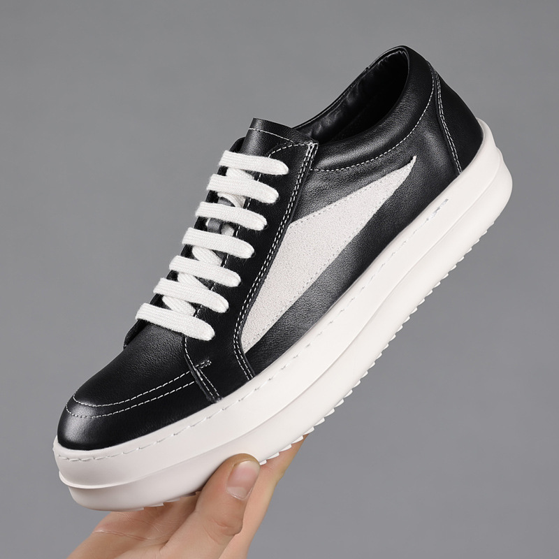 Ro zapatos de hombre de cuero respirado nicho de moda casual zapatos de hombre zapatos de pan americano zapatos de hombre con suela gruesa