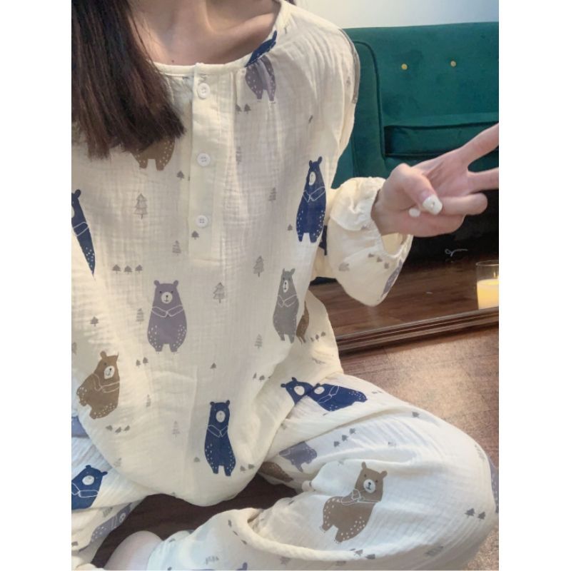 ストライプパジャマ女性春秋新長袖長ズボンins日系カジュアルシンプル学生ルームウェア