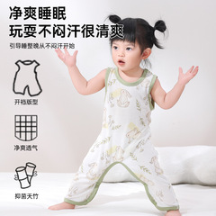 男女寶寶夏季連體衣小月齡薄款背心哈衣無袖透氣竹纖維嬰幼兒夏裝