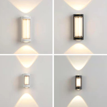 户外壁灯防水双层PC双头射灯现代简约客厅床头室外上下发光壁灯