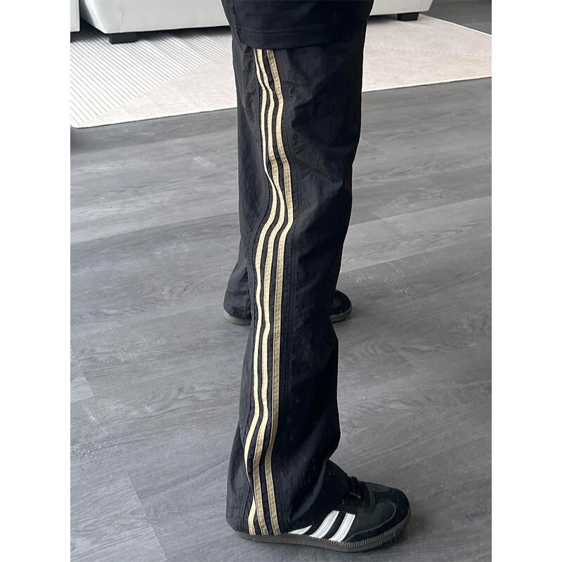 Cross-border American-style Side Stripe Quick-drying Charge Pants Men's Summer Thin Pants Loose Three-bar Sports Casual Pants Trendy