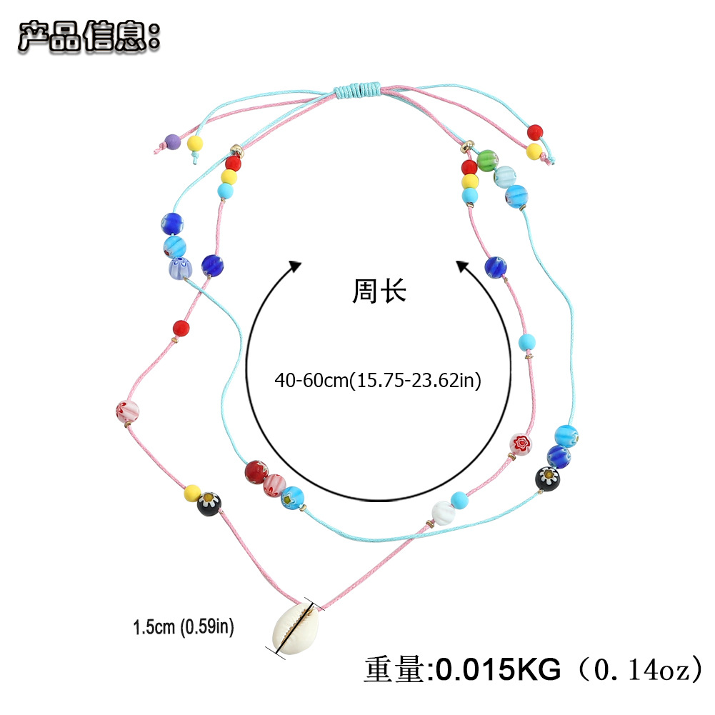 Cross-border Popular Korean Fashion Handmade Colorful Thread Woven Bracelet And Necklace Set Multi-layer Glass Bead Clavicle Chain Wholesale display picture 3