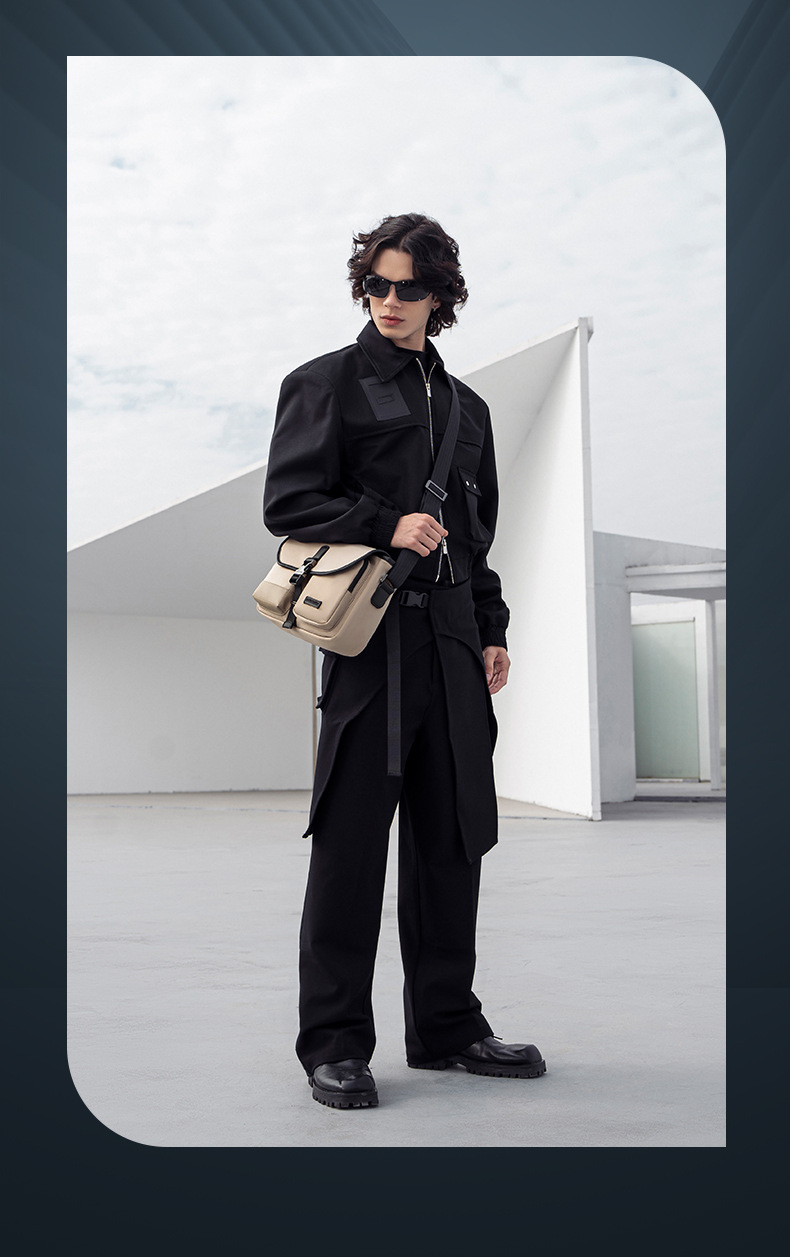 Men's Crossbody Bag High-End Multi-Functional Water-Resistant Single Shoulder Bag Casual Commute Nylon Sling Bag