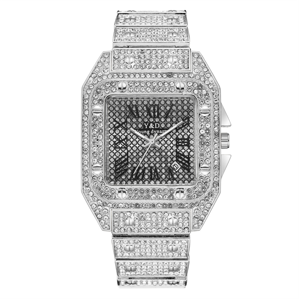 Reloj De Cuarzo Con Diamantes Y Banda De Acero Con Esfera Grande De Moda display picture 9