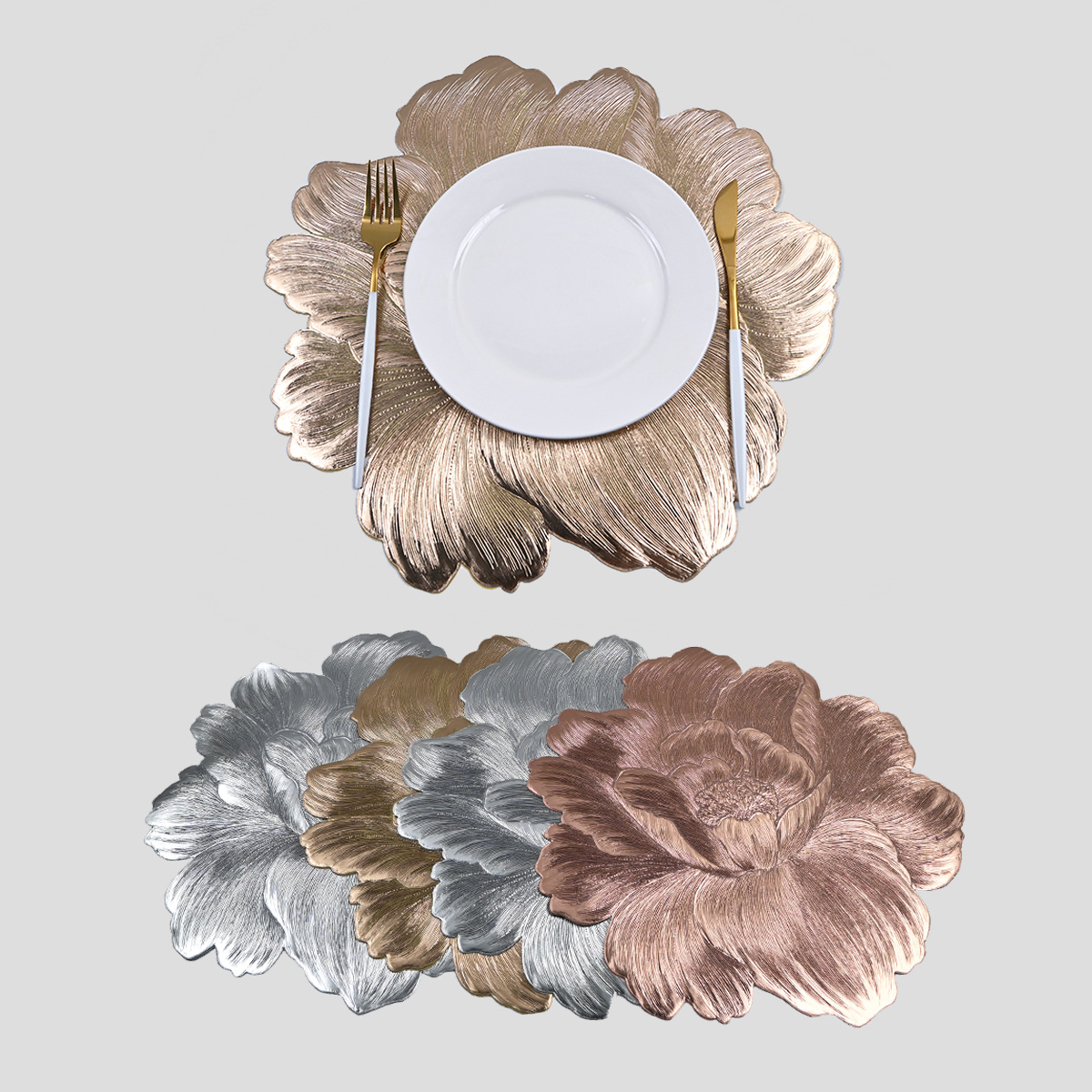 Nuevo mantel de loto, mantel de mesa de aislamiento térmico de pvc bronceado, lavable, aceite impermeable, girasol, fondo sólido, mantel occidental