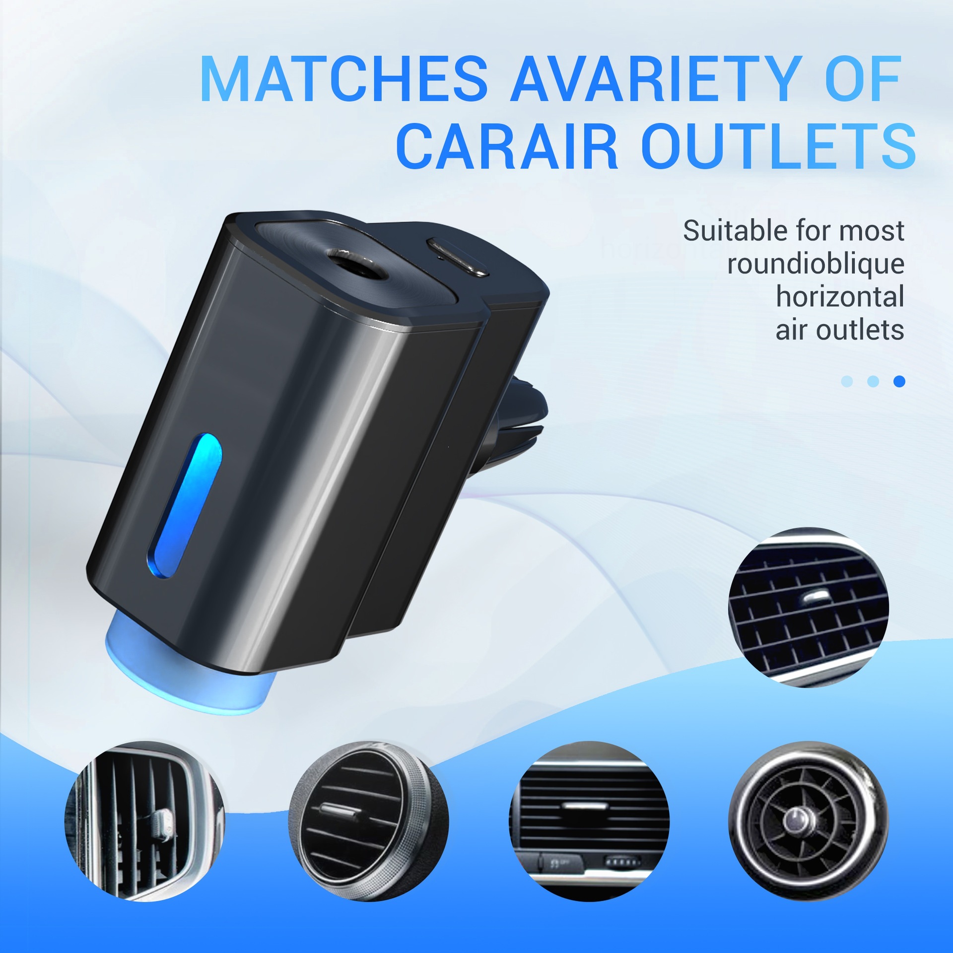 Smart Car Aromatherapy Diffuser Air Purifier with 3 bottles of cologne-scented essential oil
