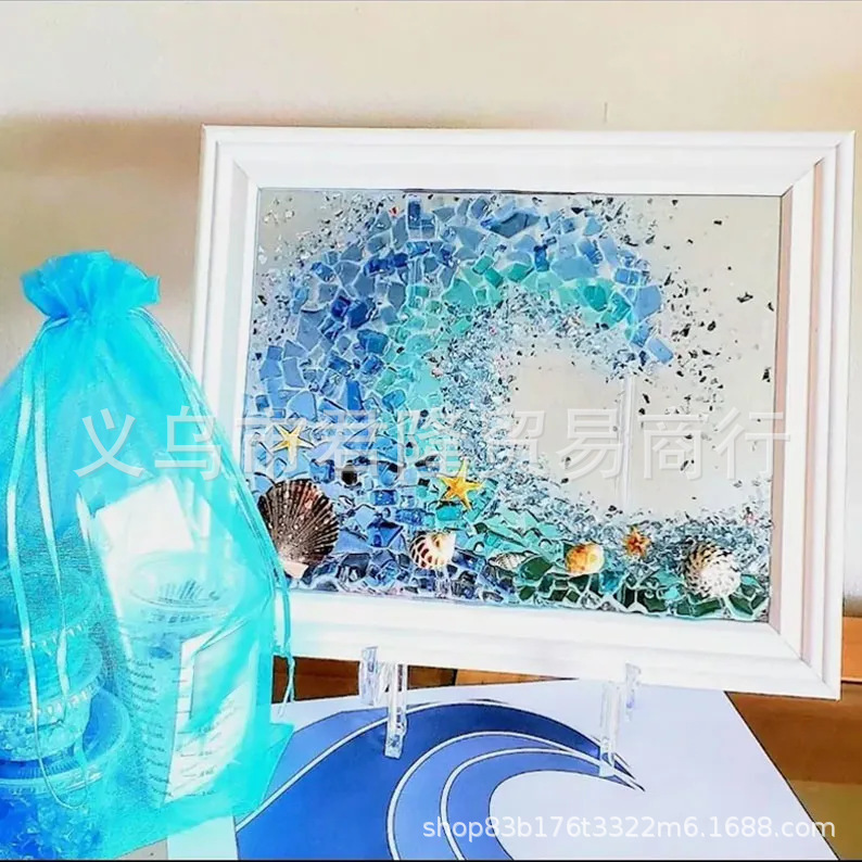 Cross-border New Product Sea Glass Art Kit Sea Glass Art Kit Home Decoration DIY Photo Frame Kit