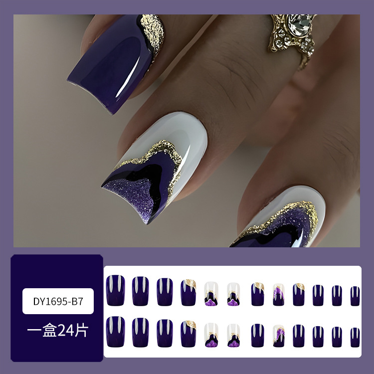 Puntas de uñas postizas de estilo europeo y americano, piezas de uñas desmontables de longitud media, uñas usables, puntas de uñas puras y elegantes.
