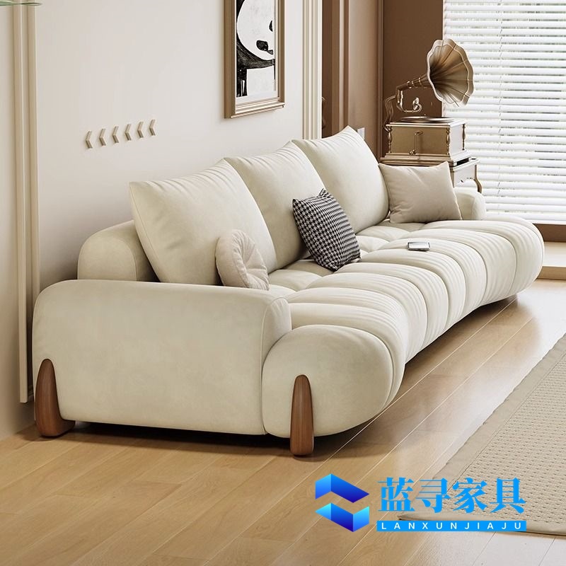 Kabule 3-Person Nordic Style Small Apartment Cream Style Sofa New Cat Claw Leather Sofa Combination New Cream Style