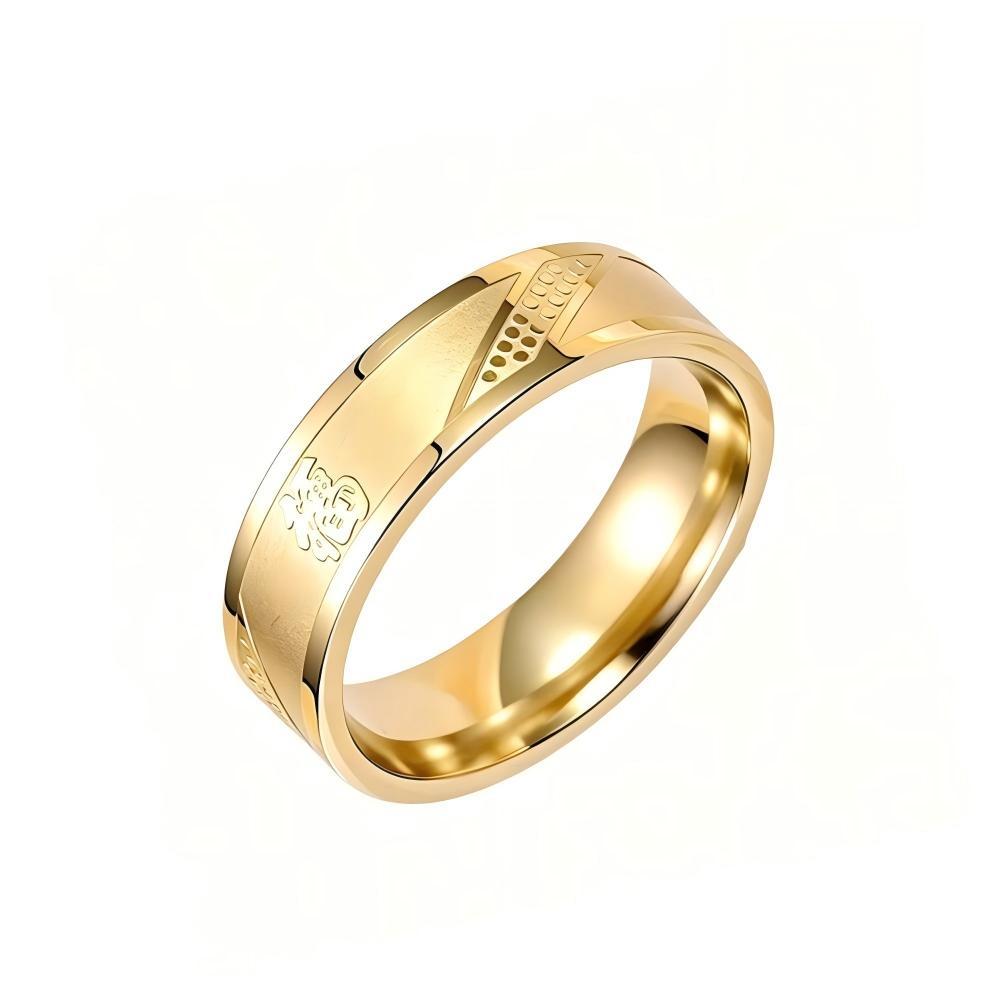 Anillo de Acero de Titanio con Diseño de Nicho de Estilo Chino de Alta Gama, con el Carácter Fu, Anillos de Moda Versátiles para Parejas, Joyería al por Mayor. image 7