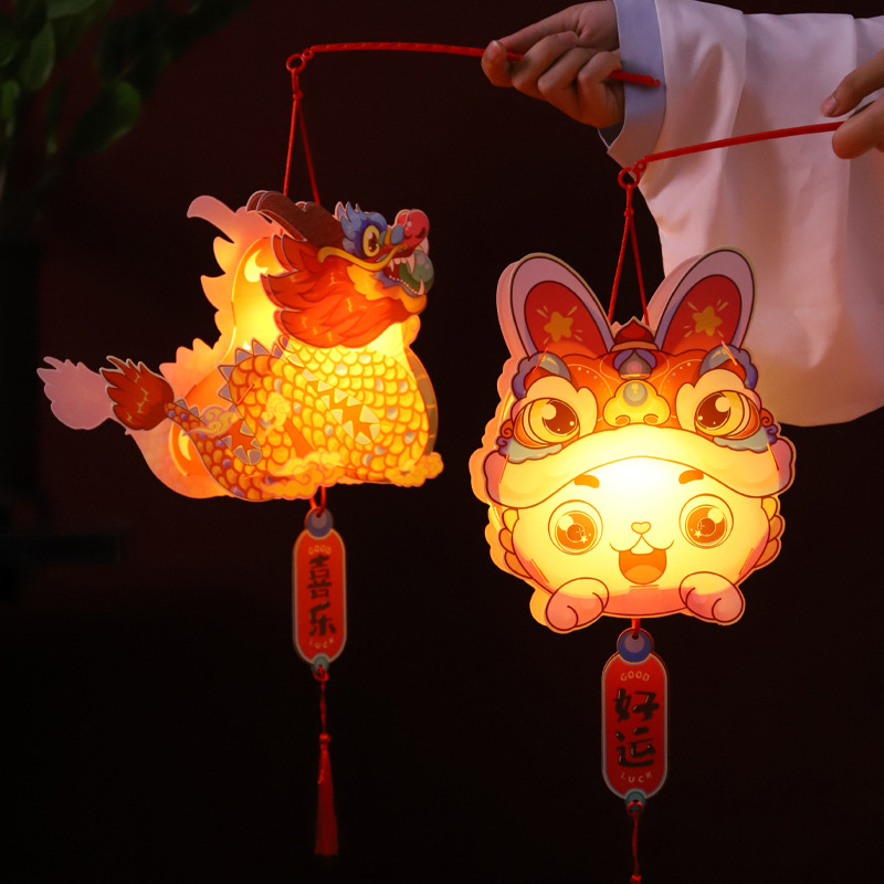 Dragón Año Nuevo linterna portátil linterna Luminosa kindergarten niños linterna hecha a mano DIY paquete de material al por mayor