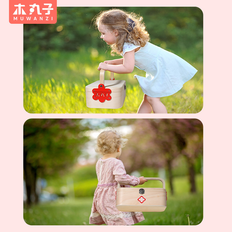 Accesorios de juguete para médicos para niños, herramientas de inyección de simulación, botiquín de simulación de madera, niños y niñas, bebés, casitas