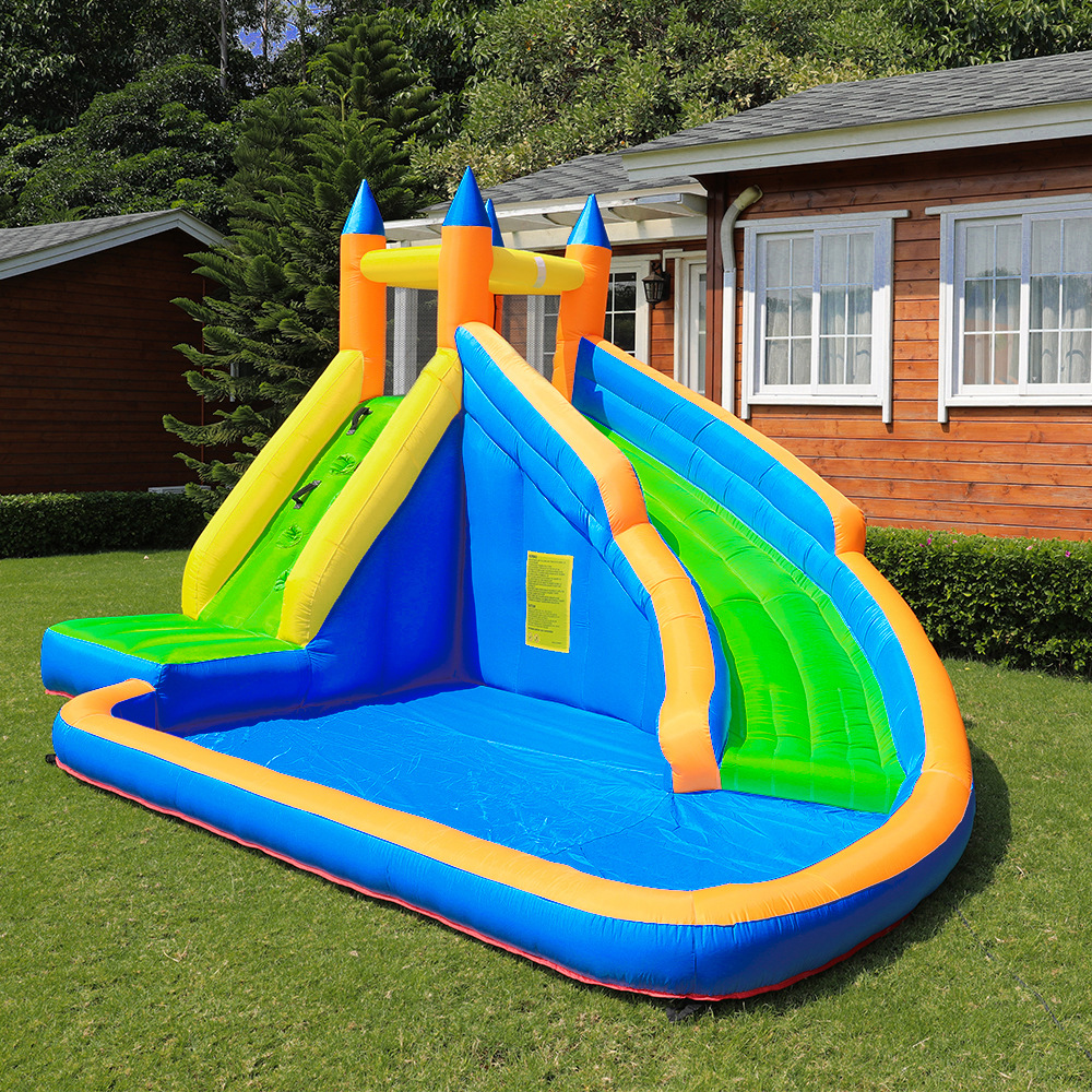Castillo inflable Doctor Dolphin para interiores y exteriores, tobogán inflable pequeño para niños, trampolín, castillo con rociador de agua, inflable antideslizante