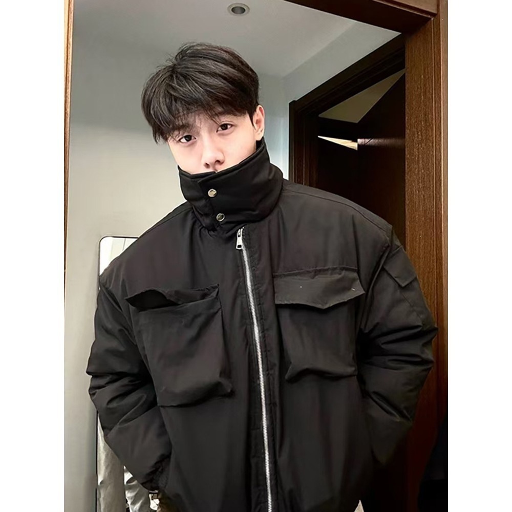 Short cavalry jacket, men's winter American style flight stand collar oversized workwear cotton coat