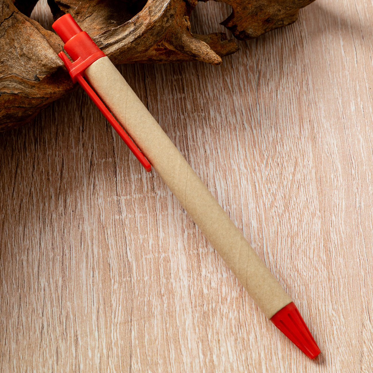 Presione bolígrafo de plástico de papel movible bolígrafo de regalo publicitario de papelería mayorista de estudiantes imprime logotipo de papel kraft bolígrafo de plástico