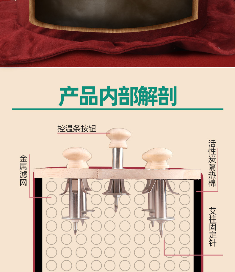 Smokeless Moxa Stick Box Wooden Moxibustion Device for Home Use Waist Abdomen Back Neck 54 Rolls in use