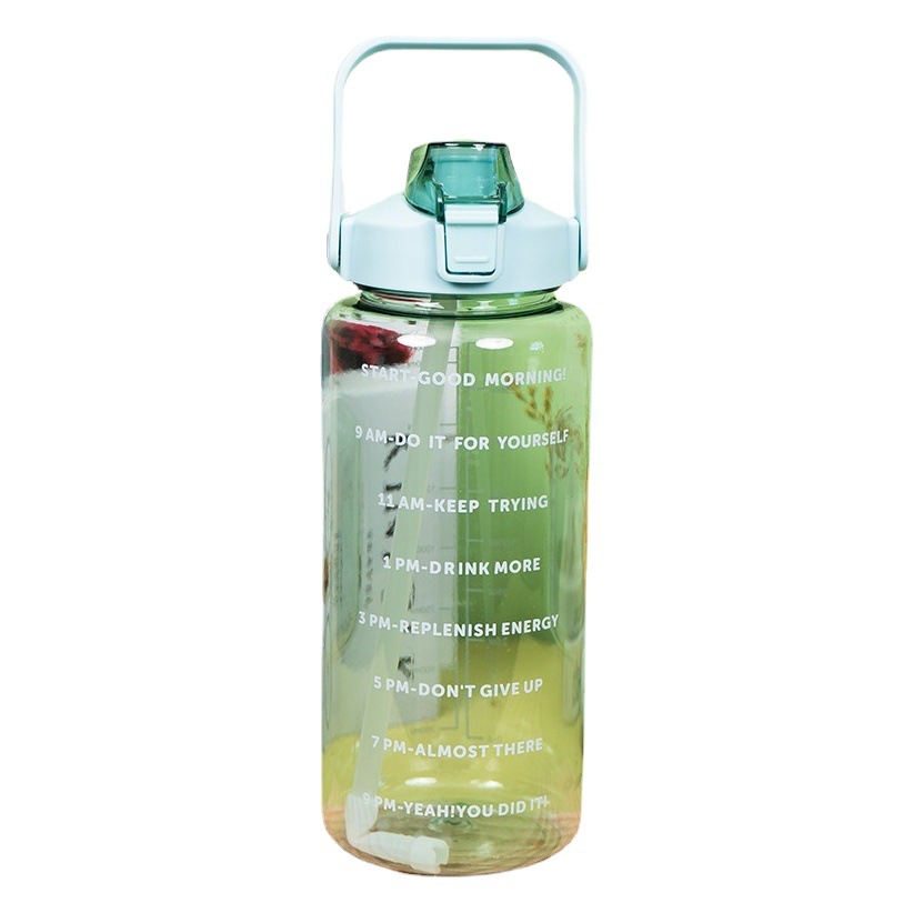 Nueva taza de plástico transparente de gran capacidad escala olla espacial deportiva olla portátil con paja taza de agua de plástico resistente a caídas