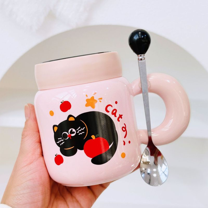 オープンしたプレゼントのギフトボックスの子猫アニメかわいい陶磁器カップ大容量女子オフィスマグカップコップ|undefined