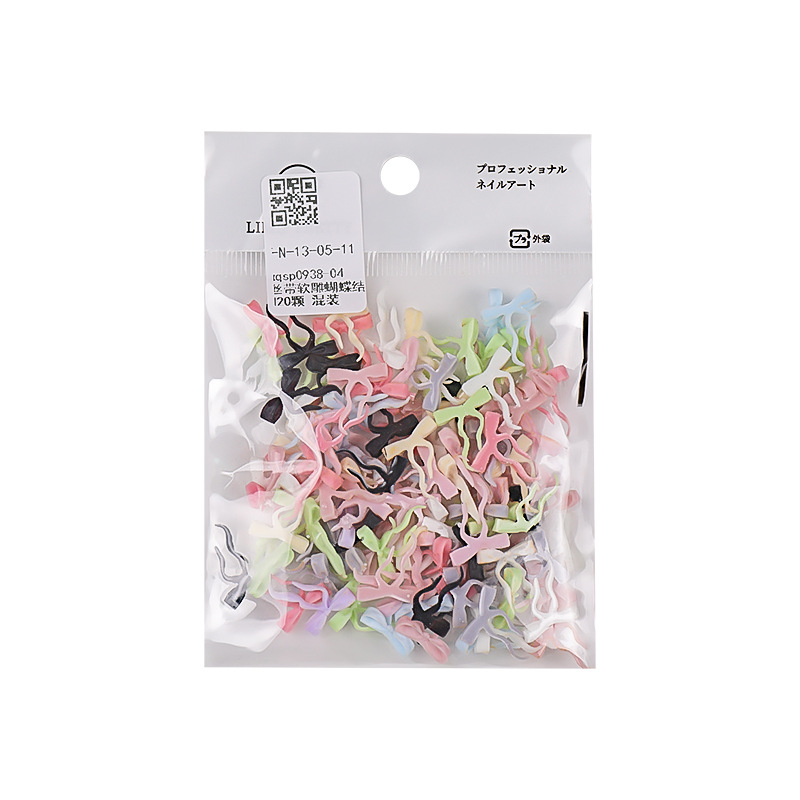 Net Red New Soft Tallado Bowknot Nail Joyas Mezcla Super Fairy Macarons Cinta Pajarita Decoración de uñas de resina