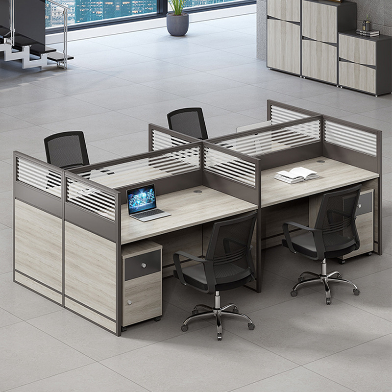 Office Desk with Drawer, Card Holder, Financial Computer Desk, Screen Partition, Simple Panel-Style Office Staff Desk