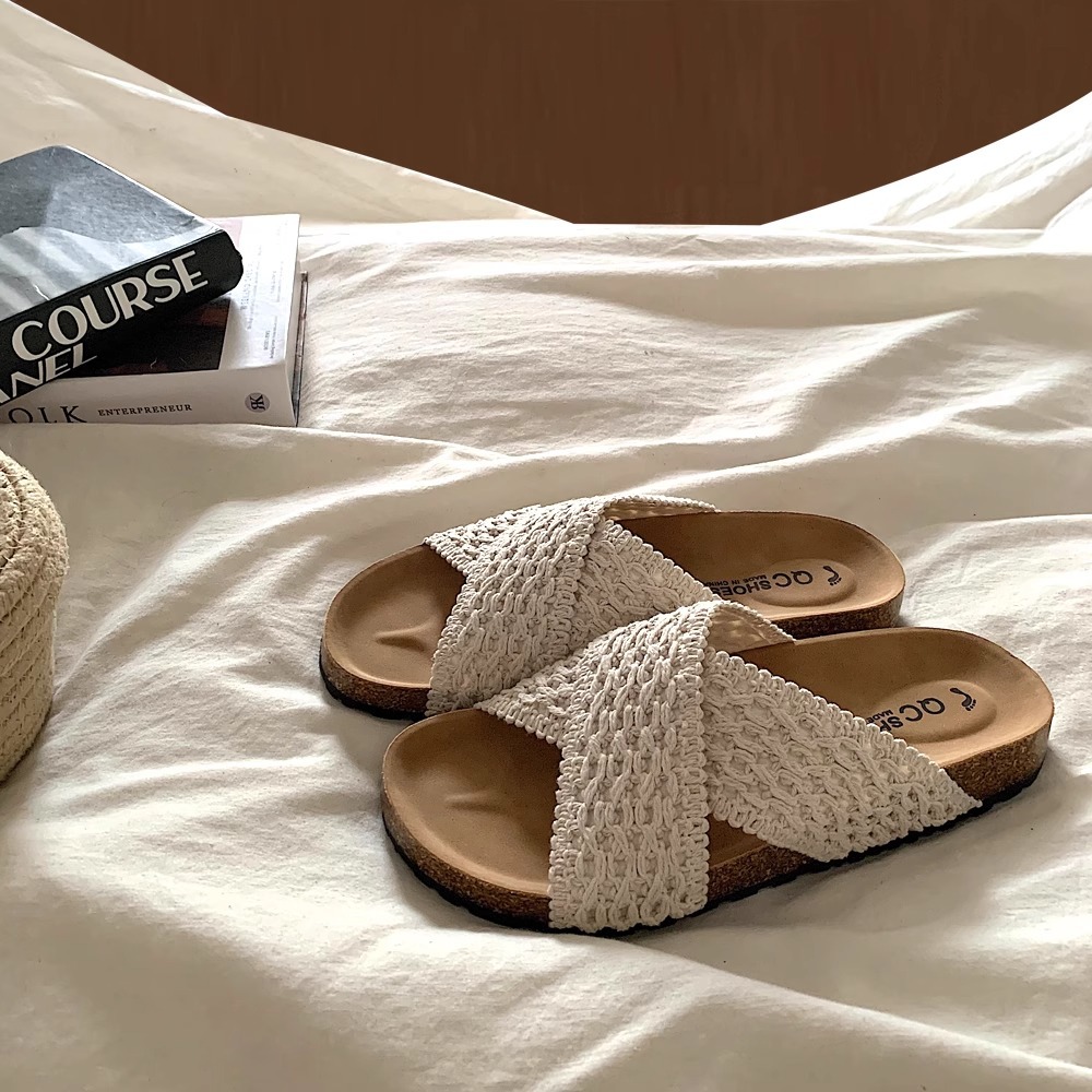 French Style Gentle Style Ins Platform-bottomed Birkenan One-line Women's Summer Outfit Crossover Beach Roman Sandals