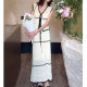 Tweed Style Fashion Suit for Women 2025 New Knitted V Neck Lace-Up Niche Contrasting Color Top and Skirt Two-Piece Set