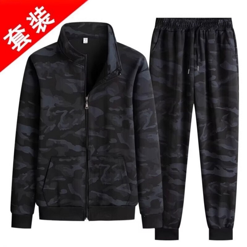 Cross-border men's casual suit, men's workwear, jacket with stand-up collar, long-sleeved pants, sportswear set, complete sportswear outfit