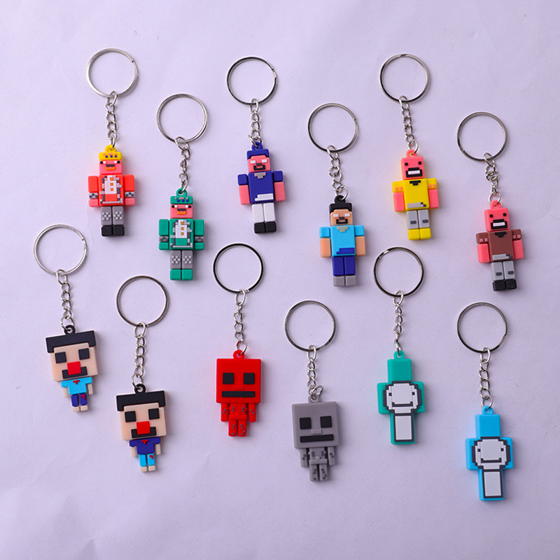 不滅のトーテムの私の世界のキーホルダーの柔らかいゴムの公仔のMinecraftの周辺の誕生日の文はペンダントを作って卸売りします。|undefined
