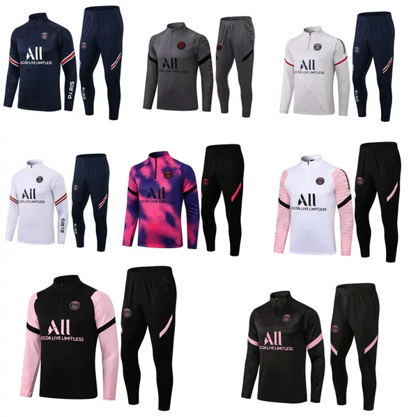 Paris Saint-Germain football training suit, half-length long-sleeved set, quick-drying, breathable warm-up and match jersey, wholesale supply from the factory