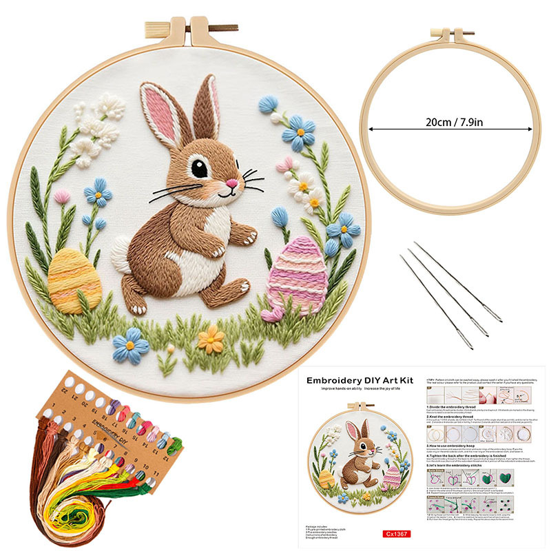 Nuevos productos originales de Pascua transfronteriza bordados diy conejo material de tela artesanal paquete de aguja artesanal creativa