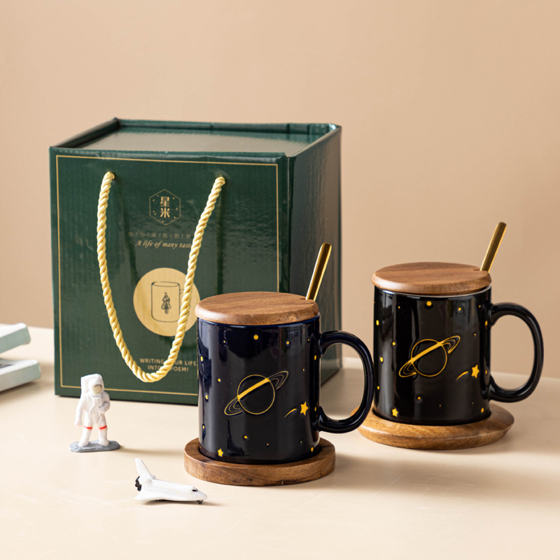 Transfronterizo Amazon cerámica personalizada taza americana taza de té con tapa pareja hombres y mujeres taza de café hogar al por mayor