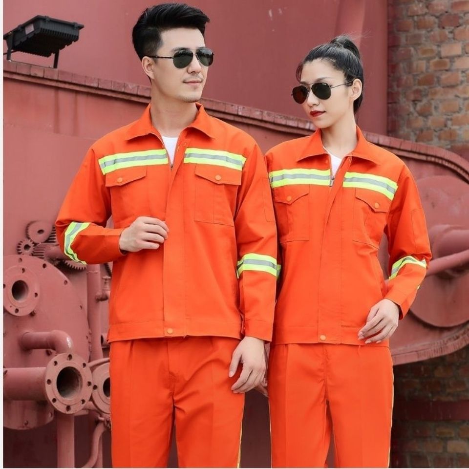 Spring and autumn municipal sanitation work clothes set men and women long sleeve cleaning road workers clothing reflective labor protection clothing