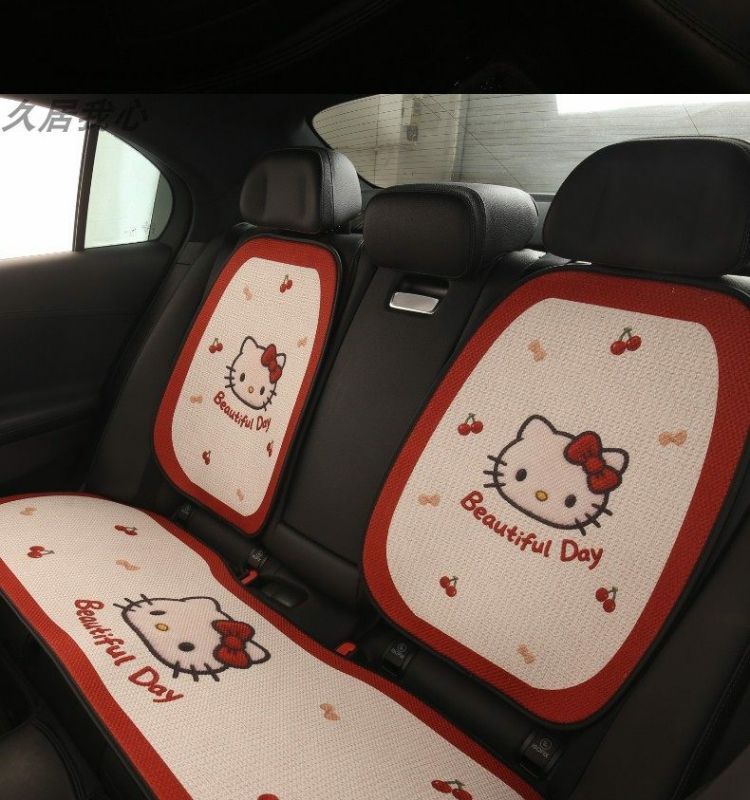 Car Seat Cushion, Universal for All Seasons, Breathable Kt Cat Seat Cushion, New Half-Cover Seat Cover, Cute Cartoon Single-Piece Seat Cover