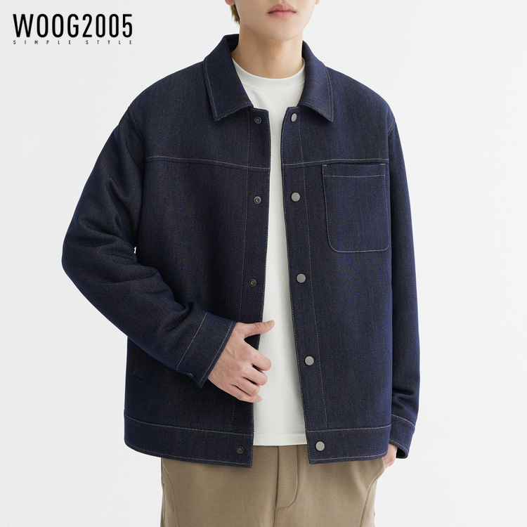 Anti-Wrinkle Twill High-End Washed Denim Lapel Jacket for Men 2026 Spring and Autumn New Style Slightly Loose Casual Jacket