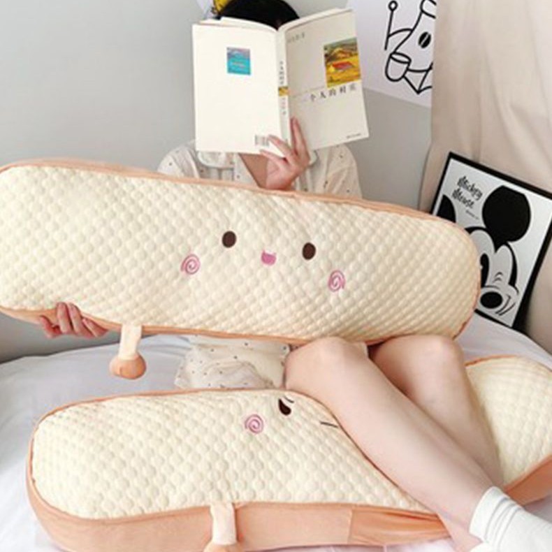 almohada de peluche pan tostado de peluche dormitorio dormitorio de niñas dormitorio cama lateral dormir clip piernas de peluche cojines almohada