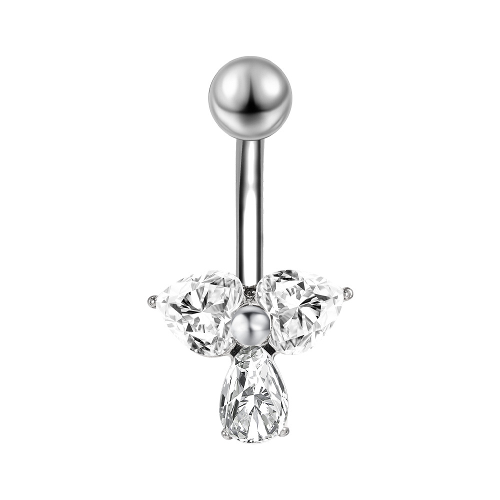 Zesen Stainless Steel 5A Zircon Titanium Steel Diamond Umbilical Ring Body Piercing Jewelry detail image 8