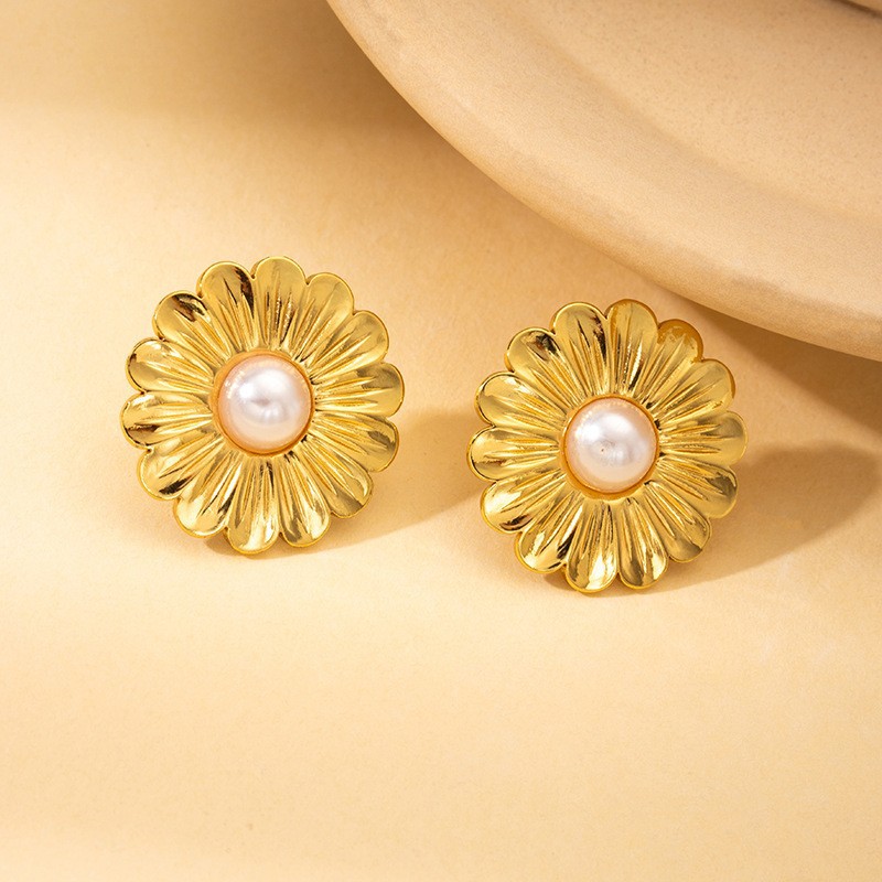 꽃 진주 귀걸이