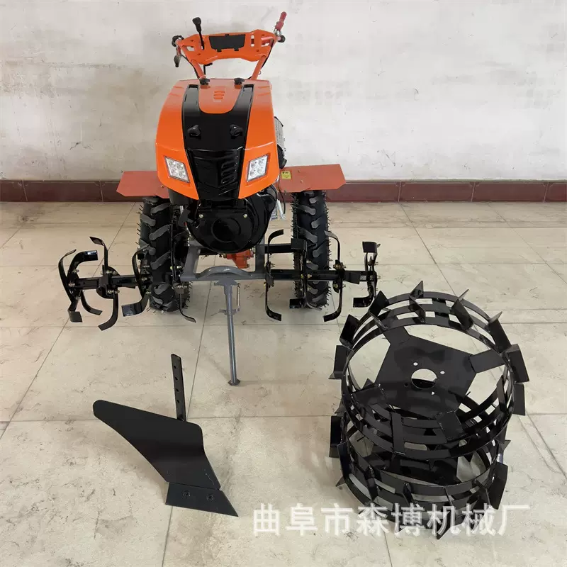 照明款柴油大马力微耕机荒地翻整手扶旋耕机多功能耕地犁田机厂家