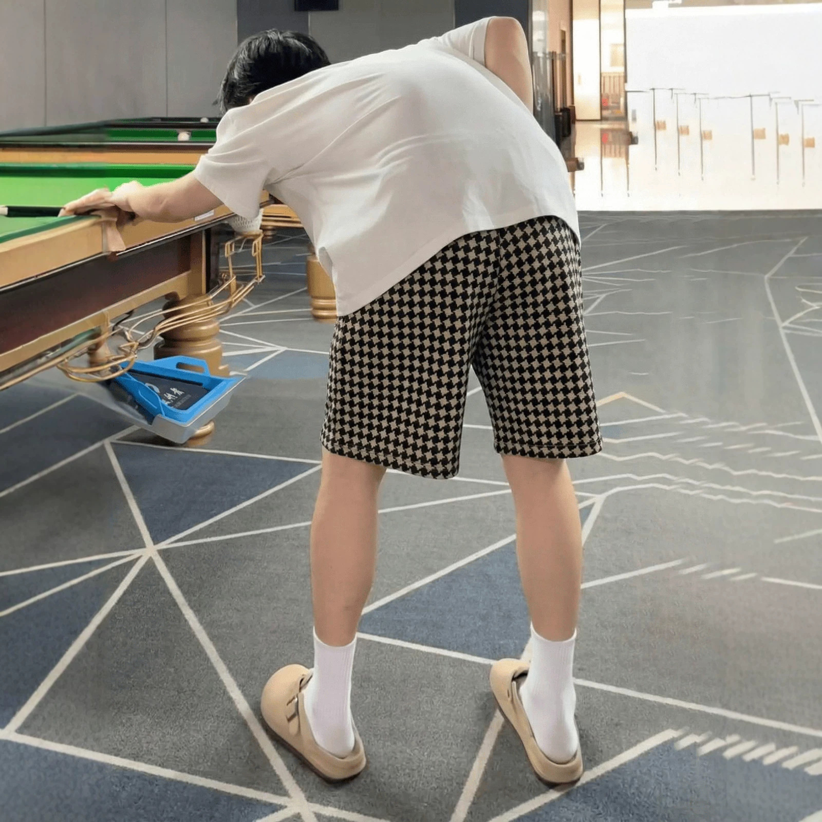 Lässige Herren-Shorts im Retro-Hahnentrittmuster – Trendige, vielseitige Shorts mit lockerer Passform und Fünf-Punkt-Design – Sommer-Strandhose für Outdoor-Aktivitäten_voghion.com