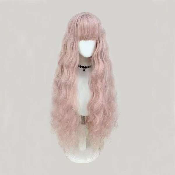 Serizawa Leila cos wig female full headgear pink corn perm wig long…