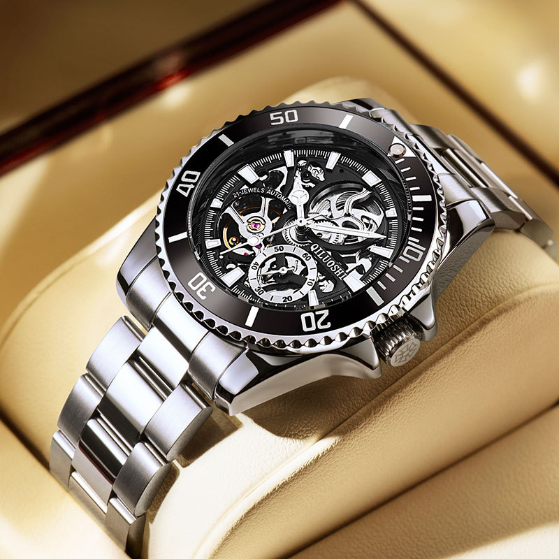 genuine goods men's watch automatic mechanical watch hollow fashion waterproof student men's watch water ghost series tourbillon