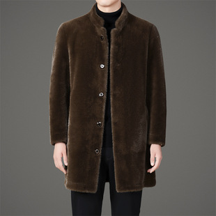 Long Ferret Men's Overcoat Two-sided Middle-aged Fashionable Casual Collar Single-breasted Fur Trenchcoat for Men