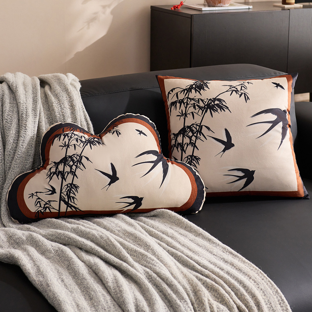 Special-Shaped Cloud Pillow Case New Chinese Style Light Luxury Advanced Sense Study Tea Room Decoration Pillow Cushion Living Room Sofa Pillow