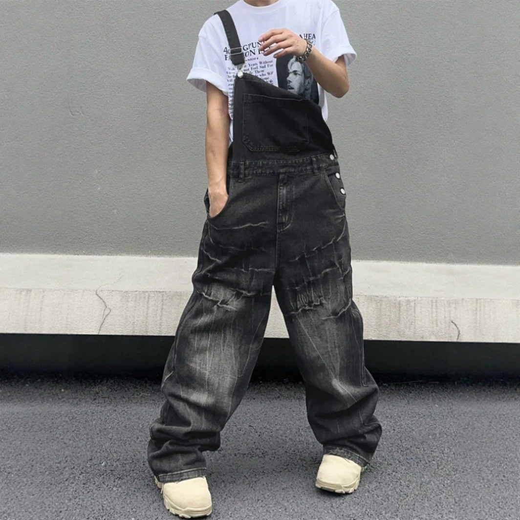 Retro Washed Lightning Bolt Pattern Jeans for Men High Street Vibe Style Design Niche Trendy Brand Cool And Edgy Pants_mkmklike.com
