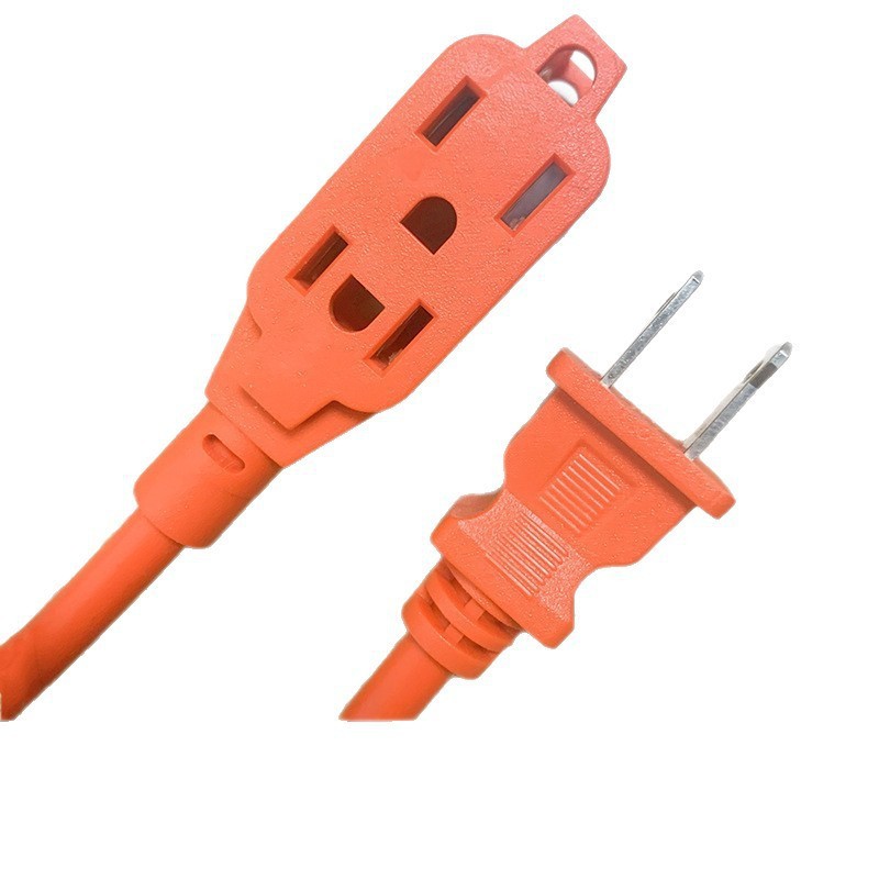 Enchufe de cable de alimentación estándar estadounidense ETL de dos núcleos estilo estadounidense macho y hembra cable de extensión estándar estadounidense enchufe sin tapa cola de enchufe estadounidense