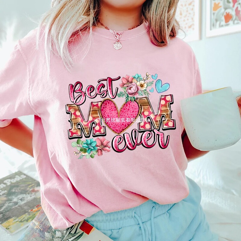 Cross-Border European Size Blessing for Mom, the First Letter T-Shirt for Moms Ever, Great Mother's Day Gift