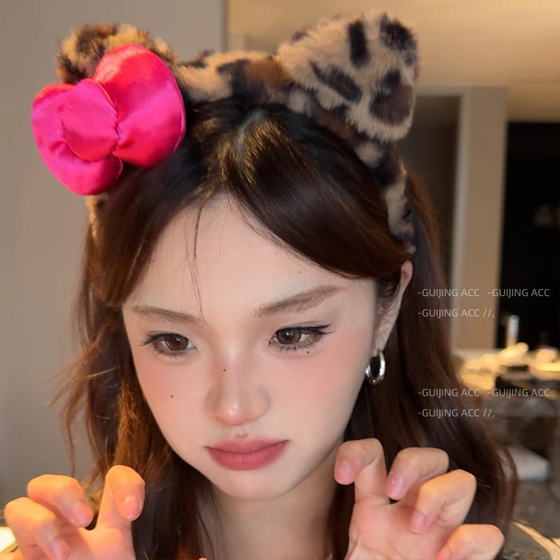 18#蝴蝶结豹纹发箍
